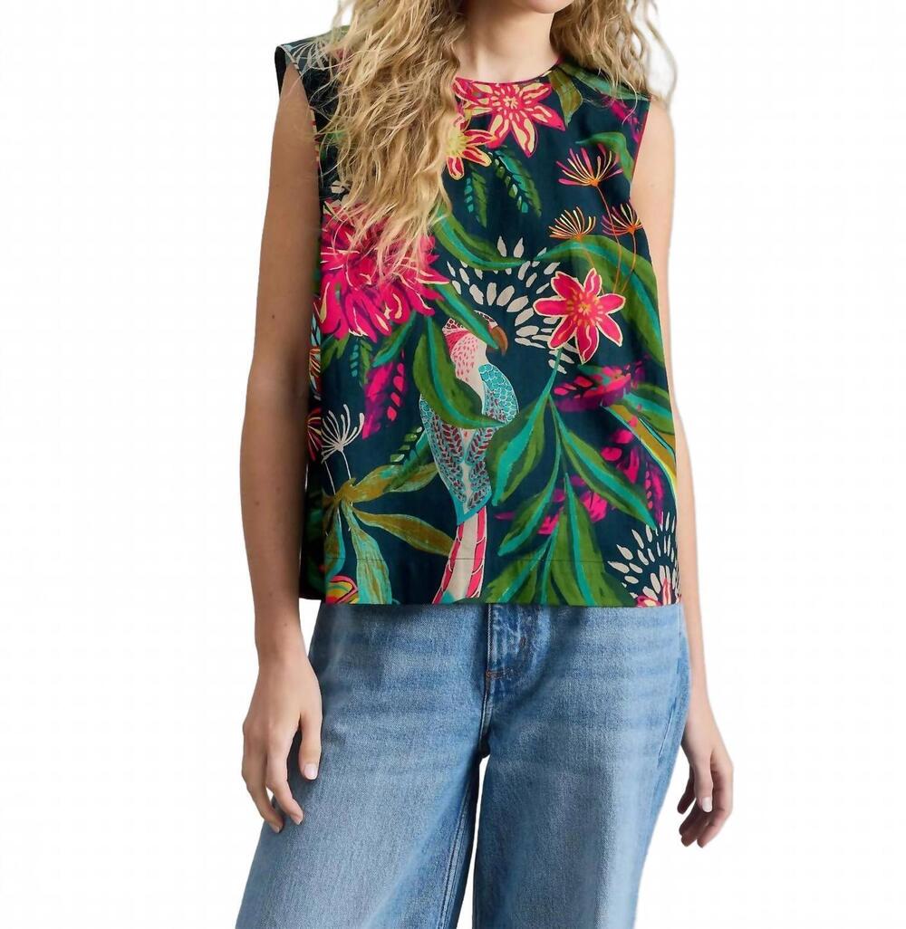 NEW WHITE STUFF matilda relaxed vest in green print